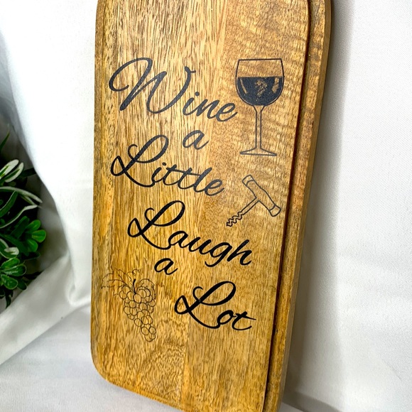 Home Essentials and Beyond “Wine a Little Laugh a Lot” cheese board & spreader - Picture 3 of 8